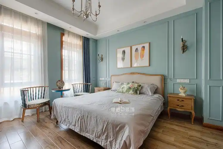 卧室窗帘13装修效果图轻奢770平法式别墅卧室实拍图