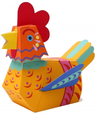 diy手工益智剪纸折纸儿童玩具 卡通动物 公鸡 3d立体拼装纸模型