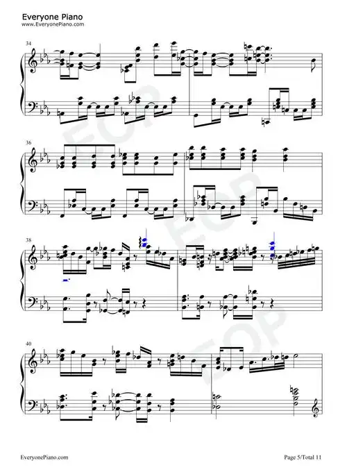 first step-偶像荣耀插曲五线谱预览5-钢琴谱文件(五线谱,双手简谱