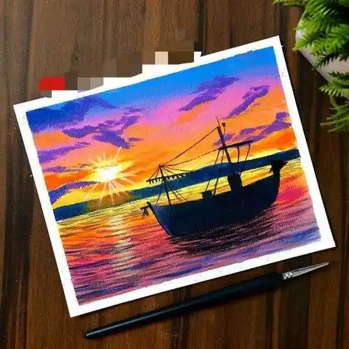 水粉画夕阳黄昏 水粉画夕阳黄昏怎么画 - 水彩迷