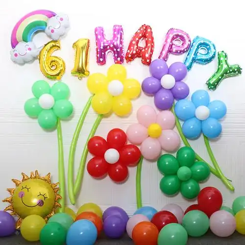 布置六一儿童节教室装饰幼儿园场景气球拱门立柱背景墙气球