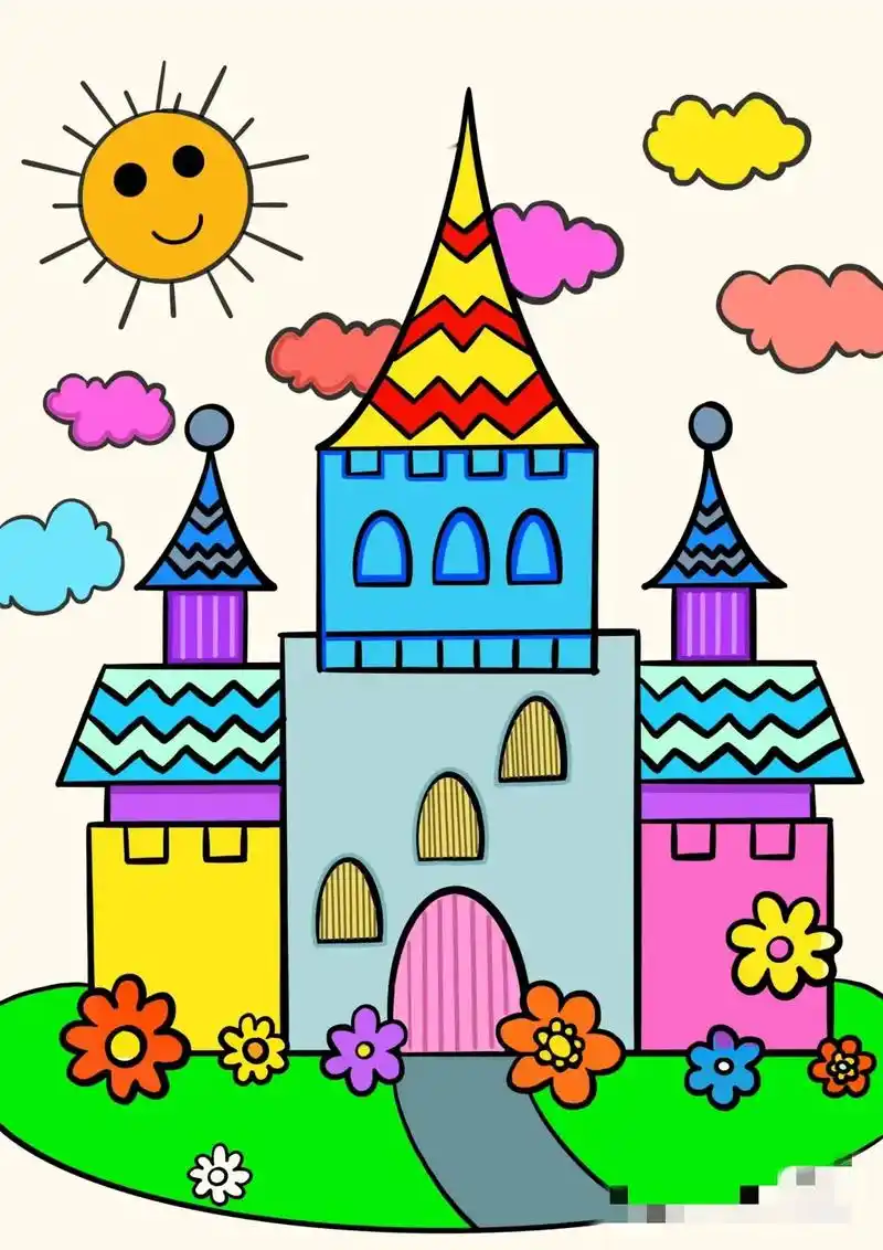 《城堡🏰》#简笔画 #画画打卡 #一起学画画 #跟着抖音学 - 抖音