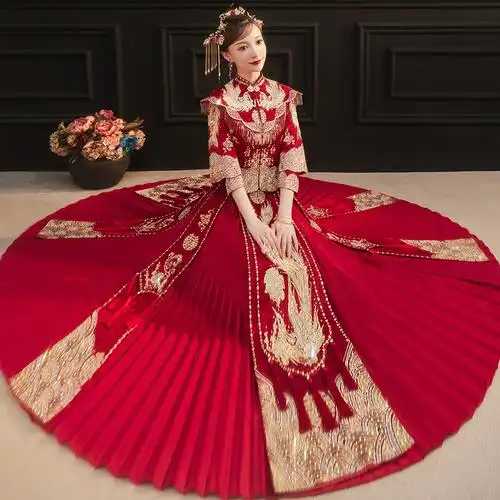 秀禾服新娘2021年新款结婚礼服中式嫁衣凤冠霞帔秀禾女秀和服显瘦