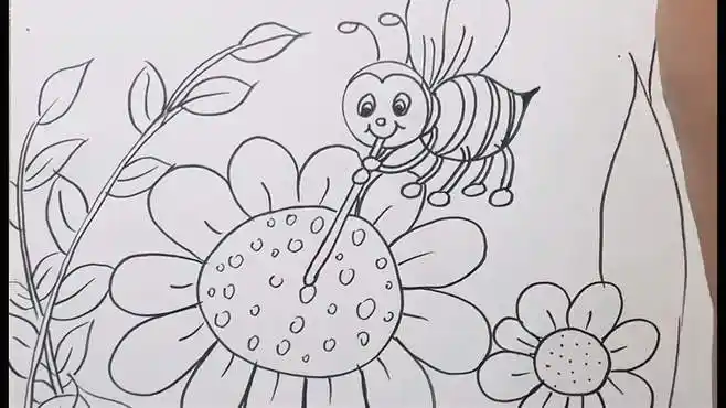 教你画一只喝花蜜的小蜜蜂 一起学画画 创意美术 画画-母婴亲子视频