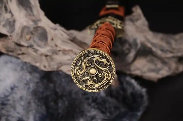 镇宅刀剑八面汉剑天罡花纹钢发红长剑手工龙泉赤壁剑 宝剑未开刃