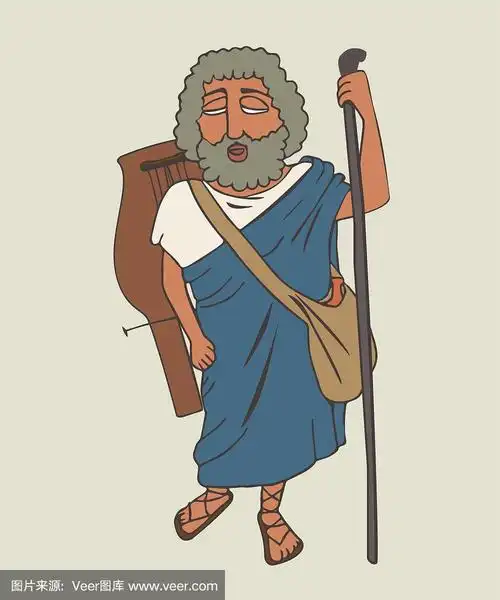 传说中的古希腊诗人荷马卡通