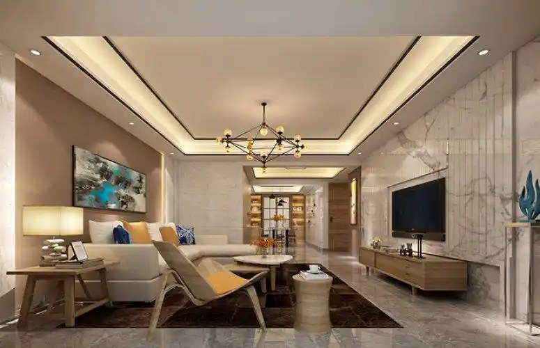 现代风格集成吊顶装修效果图客厅简约黄色集成吊顶灯图片