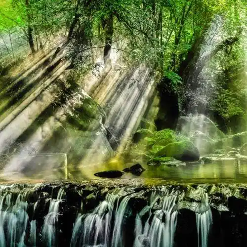 瀑布风景头像清新绿色会让你心情好的微信头像