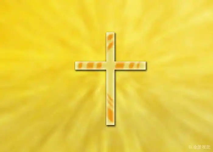 基督教_背景_橙色_阳光_发光_十字架_高清图片_全景视觉