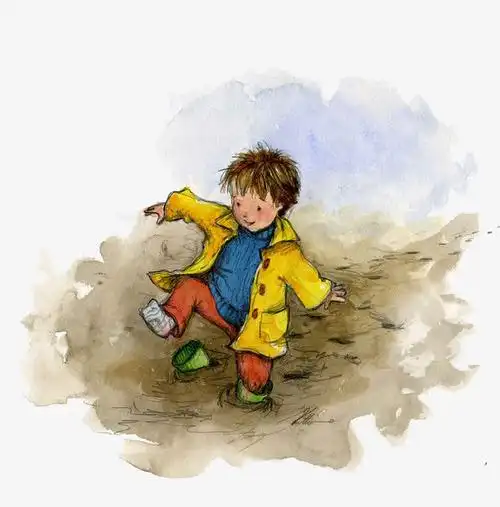 玩泥巴的小男孩素材图