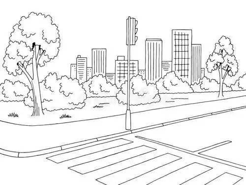 儿童简笔画城市的街道