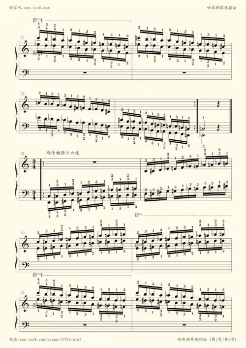 钢琴谱 - 哈农钢琴练指法40-半音阶