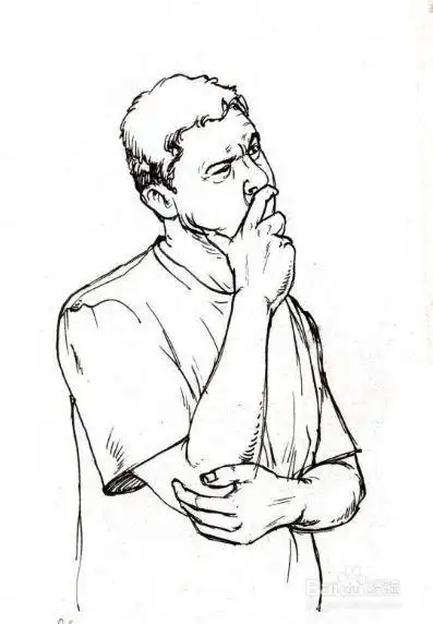 思想者简笔画侧面