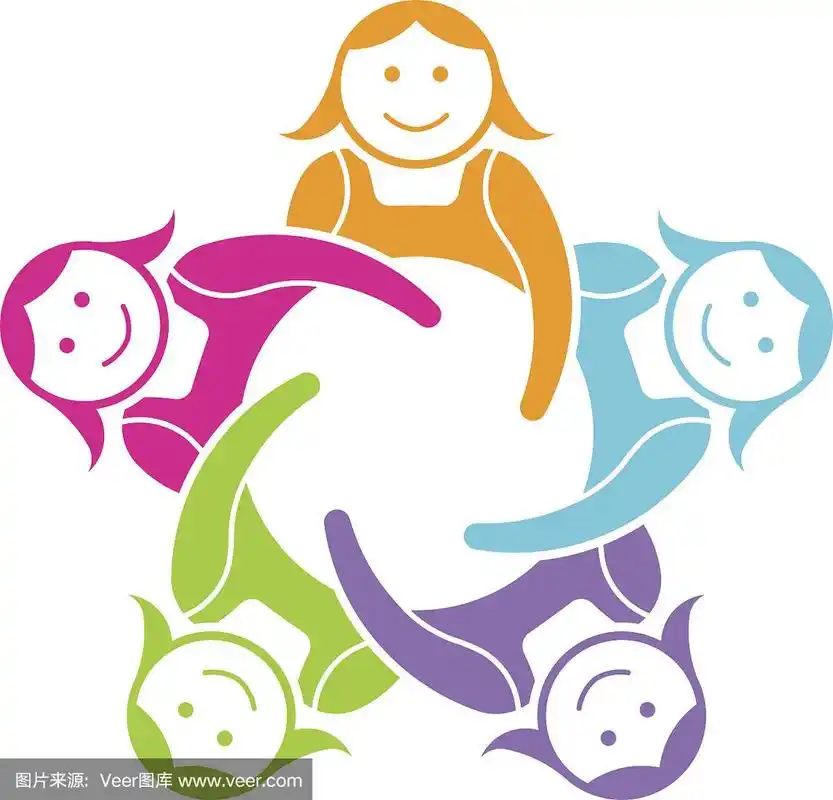 女子团队五人组.矢量插图设计