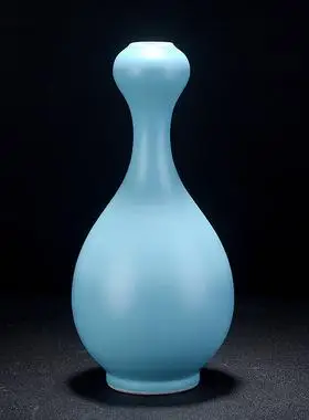 高温瓷颜色釉天蓝蒜头瓶凤鸣居淘宝店江西 景德镇去纯矗650限时月销