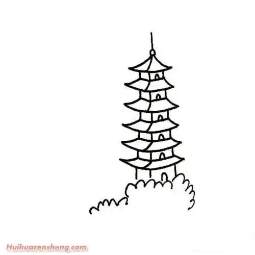 西湖关押白娘子的雷峰塔简笔画图片