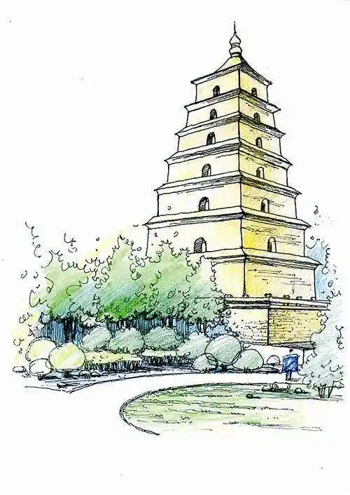 大雁塔幼儿简笔画