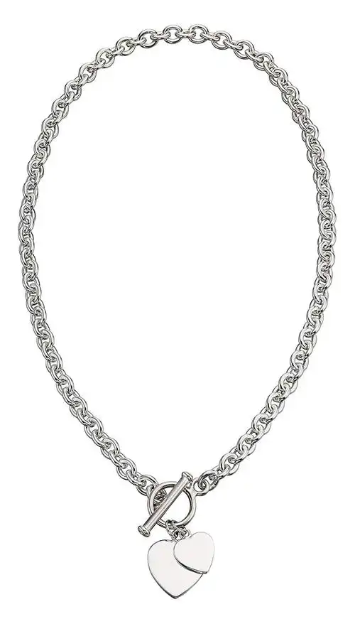 elements 纯银 925 女式银色心形标签 t-bar 纯银项链 41 厘米