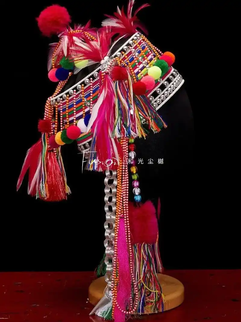 西双版纳少数民族帽子头饰|阿卡族.