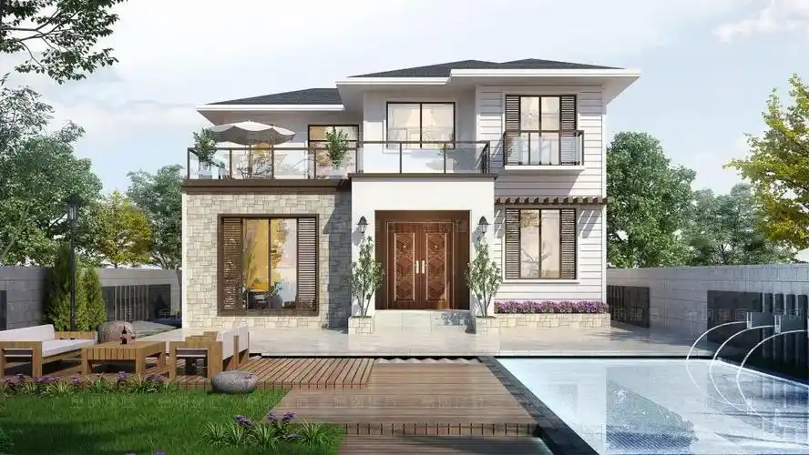 80后成农村建房主力军12x115米二层简约别墅全包设计省钱又省力