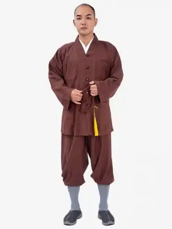 出家人和尚的衣服莫代尔棉短褂小褂套子长褂和尚尼姑僧人舒适 木兰色