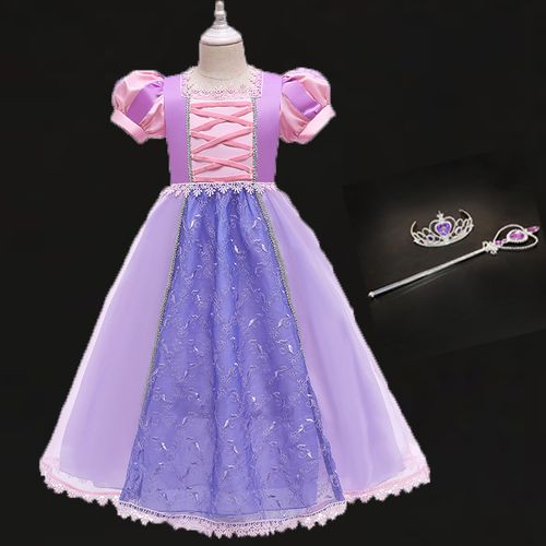 迪士尼蓬蓬长发公主裙子小女孩连衣裙动漫cosplay儿童连衣裙