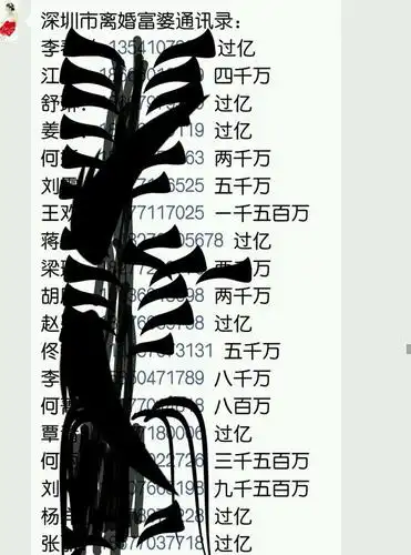 深圳人得多有钱?微信群曝光深圳离婚富婆通讯录,最穷的也有800万