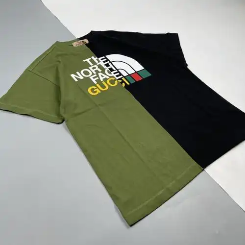 gucci古驰21fw北面联名拼接字母印花短袖