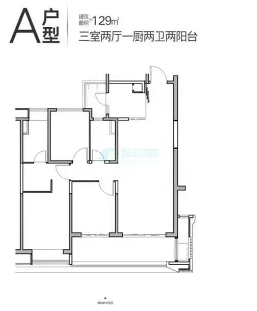 融创春城书院三房户型 建面约129㎡.jpg