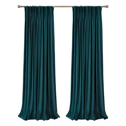 窗帘绒布蓝绿绿色现代轻奢奢风加厚质感简约定制窗帘