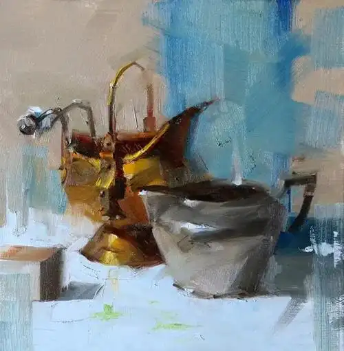 他笔下的油画静物你很难说不喜欢太强了这光影笔触能力