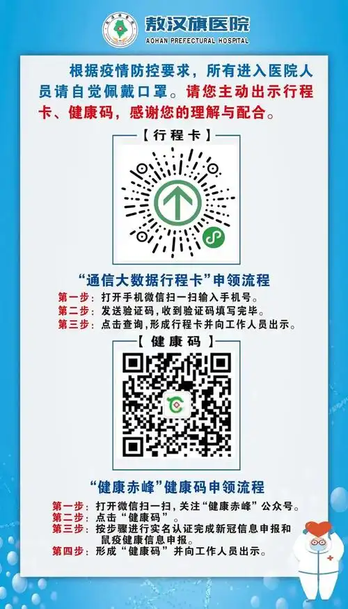 来院就诊请您出示行程卡健康码扫码入院亮码通行