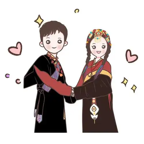 藏式婚纱照插画