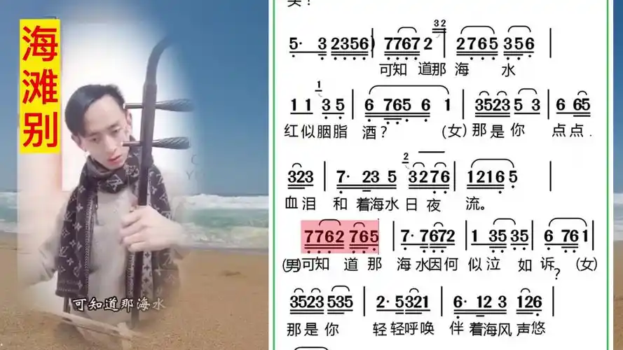 二胡独奏黄梅戏风云女画家选段之海滩别 唱谱 乐理知识