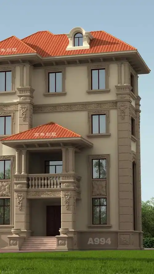 四层欧式别墅,外观养眼,配色清爽干净.