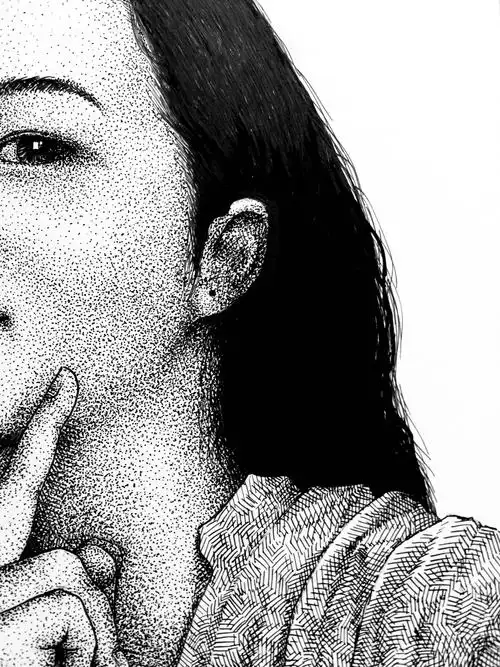 谭伯虎钢笔画人物肖像习作