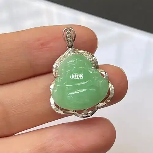 18k翡翠佛公吊坠笑口常开