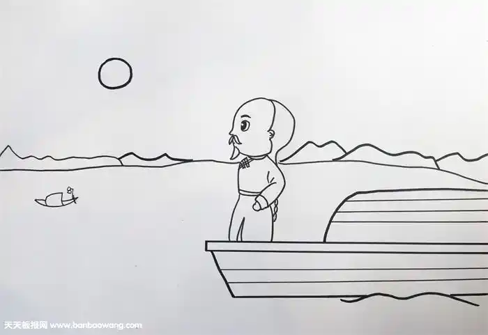 舟夜书所见简单配画