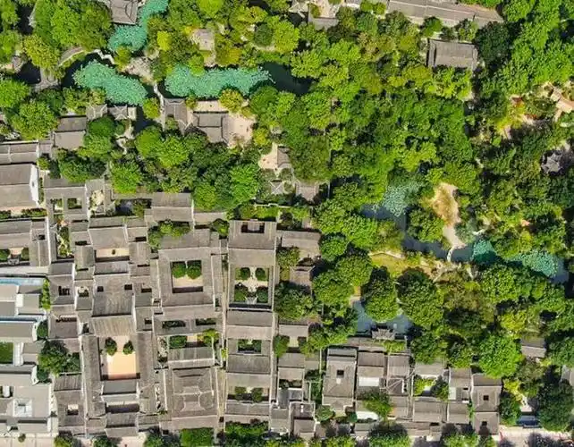 航拍苏州拙政园苏州园林甲天下