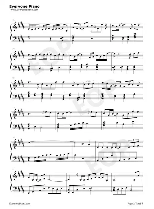 摩天轮的思念-超少年密码插曲五线谱预览2-钢琴谱文件(五线谱,双手