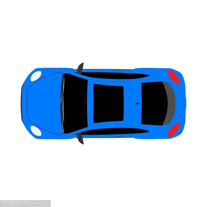 汽车顶视图孤立在白色汽车平