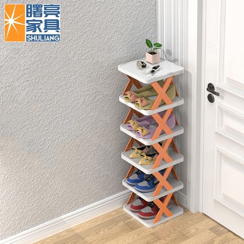 曙亮(shuliang)x型鞋架 塑料多层收纳架墙角置物架 六层26*24*81.