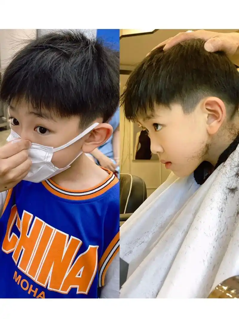 男童发型|清爽帅气过夏天06 把后面和侧面用推子推短了,上面打薄了