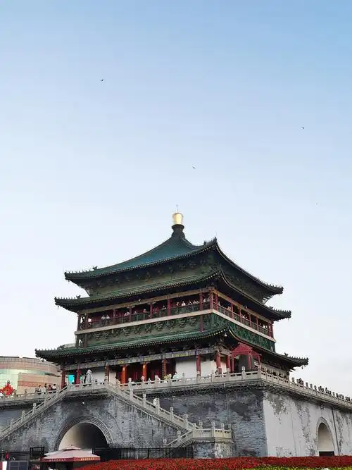 西安古城地标古建筑钟楼鼓楼