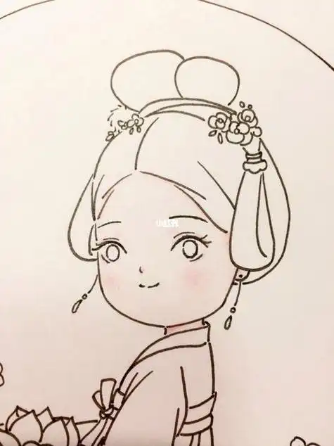 古风小女孩简笔画怎么画古风小女孩弹古筝简笔画画法