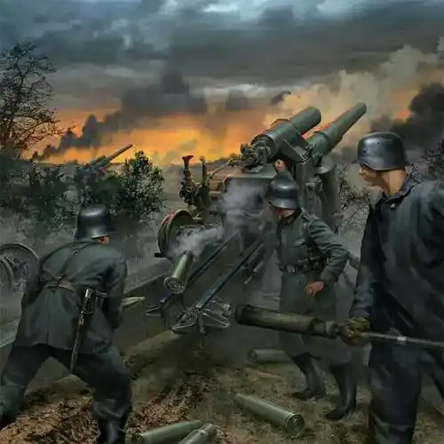 东线德军反炮兵利器 k18 105mm 150mm 170mm 加榴炮