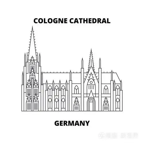 科隆大教堂德国线性向量标志, 标志, 例证插画-正版商用图片1s2el6
