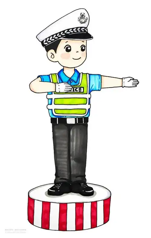 儿童画教程人物动态的练习忙碌的交通警察