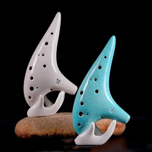 新品12孔陶笛中音c调ac 陶瓷制作 初学学校教学民族乐器 厂家批发