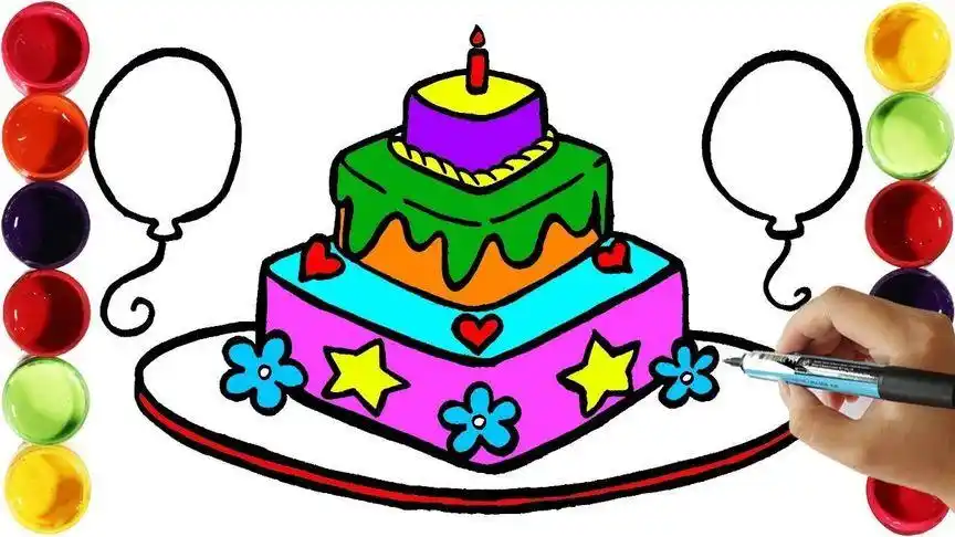 亲子简笔画:可爱方形蛋糕吃吃